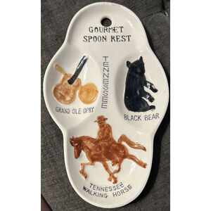 Vintage Gourmet Triple Spoon Rest Tennessee Souvenir 8”